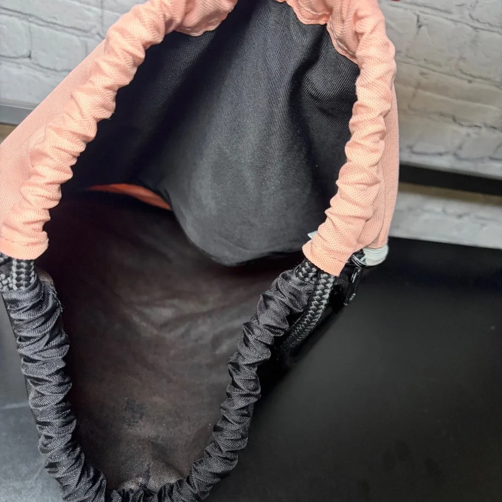 Adidas Drawstring Sackpack Peach Pink Black 3-Stripe Gym Bag 976595-D